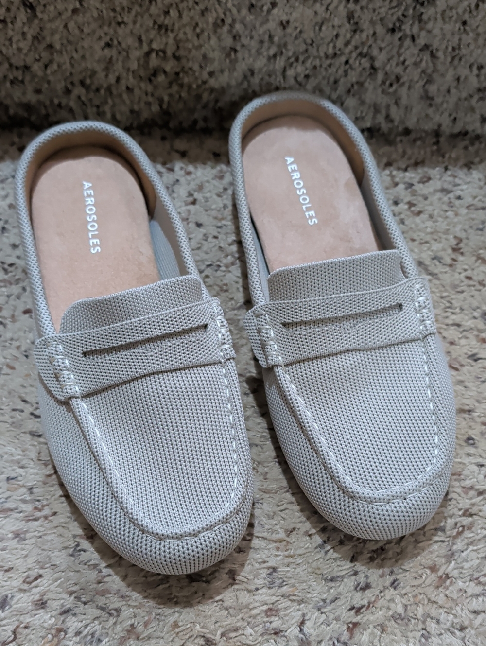 AEROSOLES Women's Light Beige Slip-On Loafers